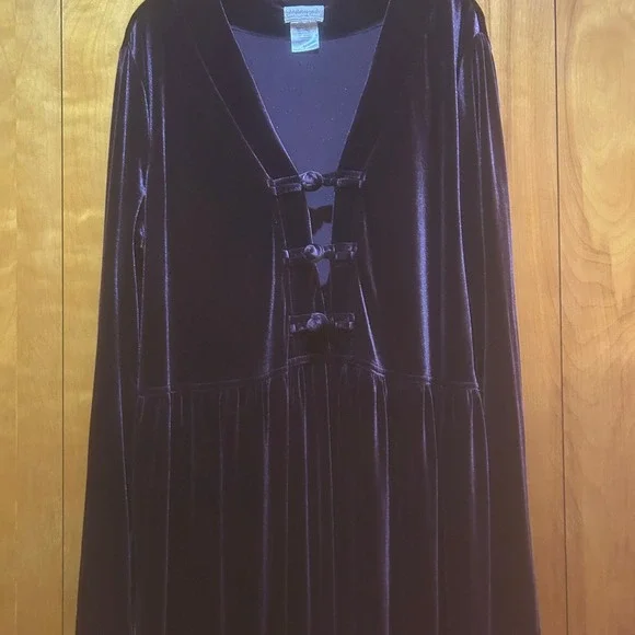 Coldwater Creek Dress Womens XL Dark Purple Velvet Maxi Whimsigoth Goth Witchy - Picture 4 of 9